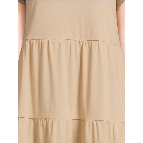 NWT Time and Tru Plus Size XXL Tiered 100% Cotton Mini Dress in Tan - Picture 6 of 6